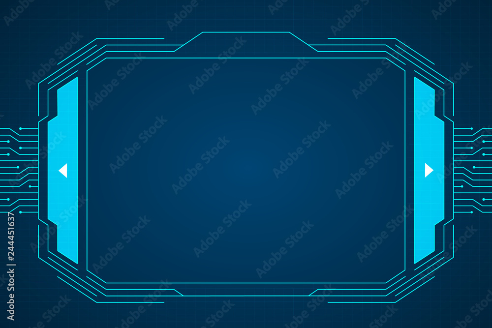 Poster blue circuit technology interface hud background design.