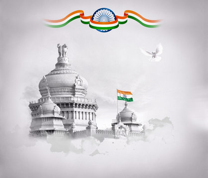 Image of Sketch Of Karnataka'S Famous Building Outline And Silhouette  Editable Illustration-NG145830-Picxy