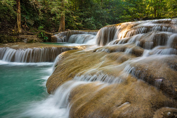 Arawan waterfall in kanchanaburi's forest of Thailand.