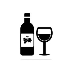 Wine Bottle and Glass Wine icon. Vector concept illustration for design.