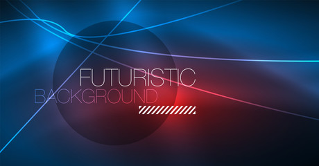 Neon glowing magic background, neon banner, night sky wallpaper. Magic light effect. Christmas abstract pattern.