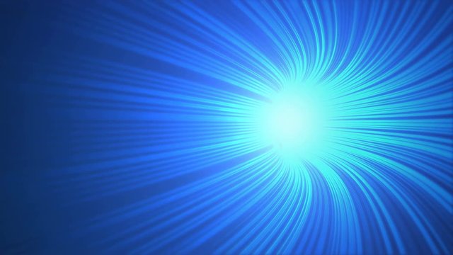Blue speed motion in highway tunnel with light flare for futuristic network connection technology background, digital data in computer. 3d abstract illustration