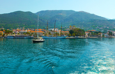 yachts and boats in the sea in boka kotor bay in montenegro