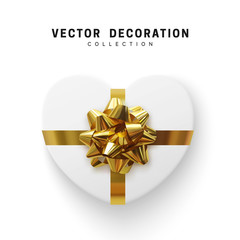 Gifts box. Isolated realistic gift presents in heart shape view top.