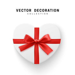 Gifts box. Isolated realistic gift presents in heart shape view top.