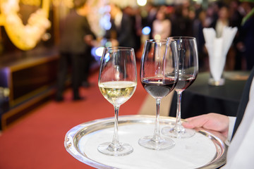 White wine, red wine, ready to serve for upcoming celebrations