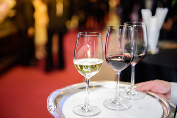 White wine, red wine, ready to serve for upcoming celebrations