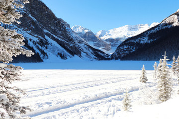 The Lake Louise in the winter, Alberta, Canada