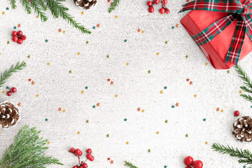Christmas decorations on table background mockup