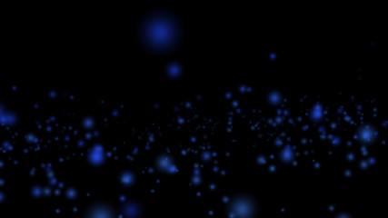 black digital abstract background with wave particles, glow sparkles and space with depth of field.