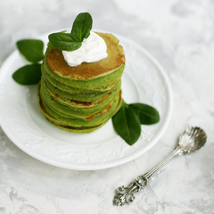 Green pancakes with spinach
