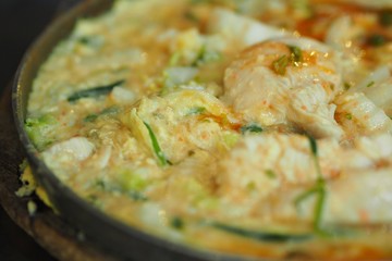 Fried Suki Glass Noodles or Thai Style Fried Suki on hot pan.