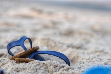 Blue Sandals on the beach