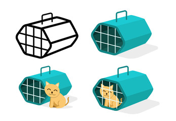 Cat cage icons in flat style, vector art