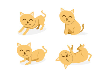 Set of cat isolated on white background, art