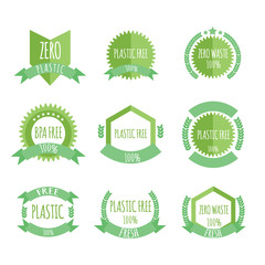 Plastic free, BPA free, Zero waste organic products stickers set, Eco friendly template concept.