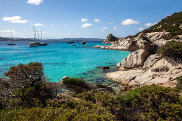Fototapeta na wymiar Amazing blue sea water in Sardinia island, Italy