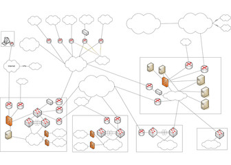 Network diagram showing a construction of a network Strukture, Illustration