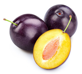 Plum isolated on white