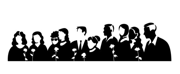 Group of people silhouettes vector banner design
