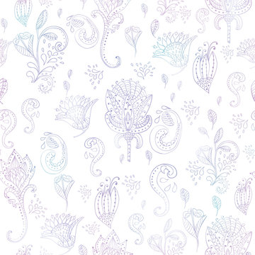 Pattern surface design on white background flowers in line style.