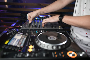 DJ console at the nightclub. Nightlife