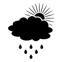 Sun icon and rain clouds. Vector - Vector