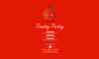 Fruit Party Invitation Design with peach Illustration