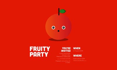 Fruit Party Invitation Design with peach Illustration