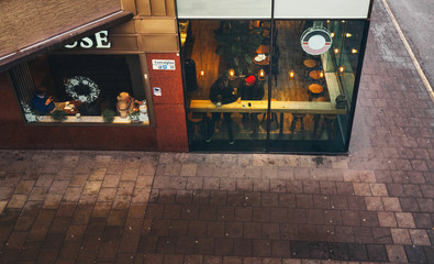 People lunch cafe streets Stockholm Sweden