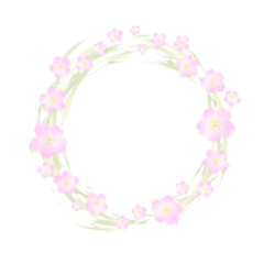 柔らかなピンク色の花のリース