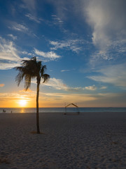 Sunset on beach in aruba