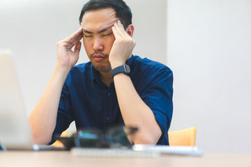 employee man stress with work	
