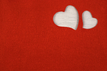 Felt hearts for design to Valentine's Day.