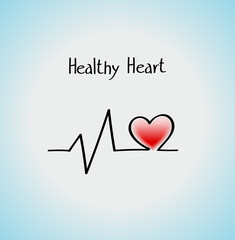 Healthy Heart Icon. Cardiogram sign and heart symbol. Basics of a healthy lifestyle