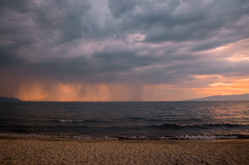 Fototapeta na wymiar Thunderstorm at sunset 