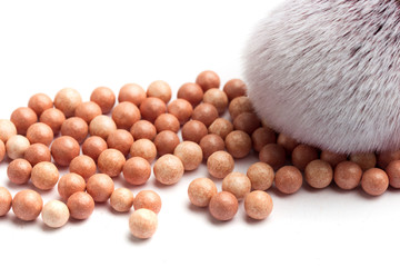 Cosmetics blush ball isolated on white