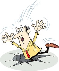 Man falling in the hole