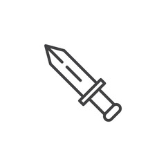 Sword weapon line icon. linear style sign for mobile concept and web design. Battle knife outline vector icon. Symbol, logo illustration. Pixel perfect vector graphics