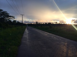 road in sunset