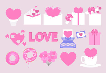 Valentine's day icons set. Editable vector illustration 