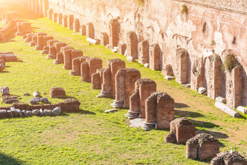 Ruined columns ancient Hippodrome of Domitian in Rome, Italy