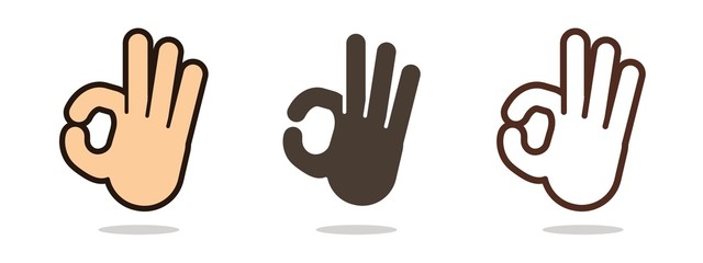 Fototapeta premium Hand language, OK sign cartoon graphic vector.