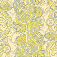 Fototapeta na wymiar Paisley Ornamental seamless pattern. kalamkari vector fabric background