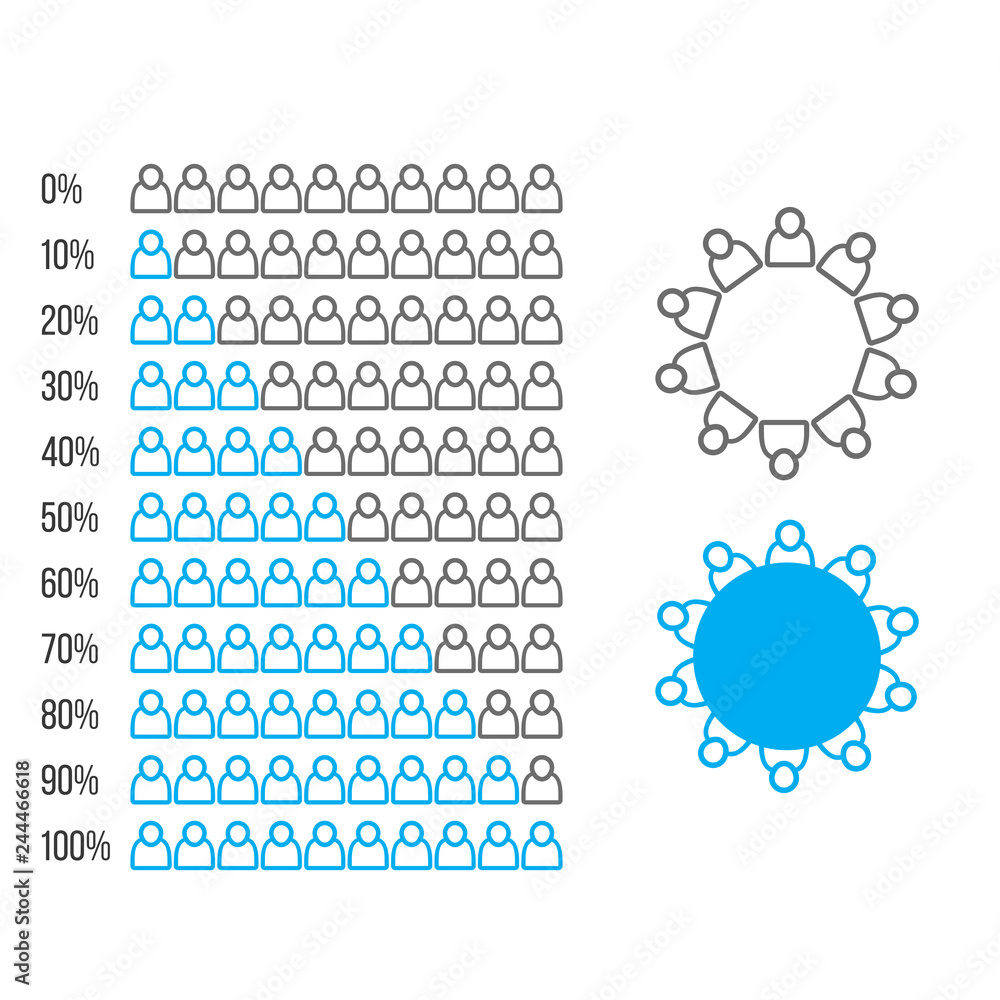 Aufkleber vector illustration of infographic user icon element, percent statistic and hierarchy.
