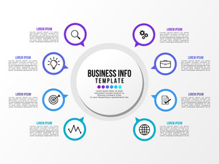 Business Infographics Element Vector Design Template. Data Visualization Timeline with circles, steps, number options most useful can be used for workflow layout, presentation, diagram, annual reports