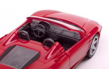 Red toy sports car interior