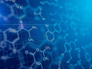 Chemistry and Medical abstract blue background . 3d rendering