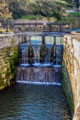 Obraz premium The Fonseranes step locks near the city of Beziers, France, a UNESCO World Heritage site