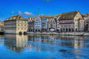 Zurich City and Lake Zurich in Switzerland